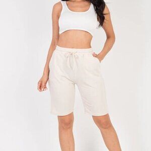 mySTYLE Women's Seasonal French Terry Basic Bermuda Shorts Brilliant White